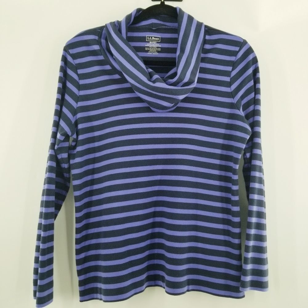 L.L.  Bean striped turtleneck top purple/black MP